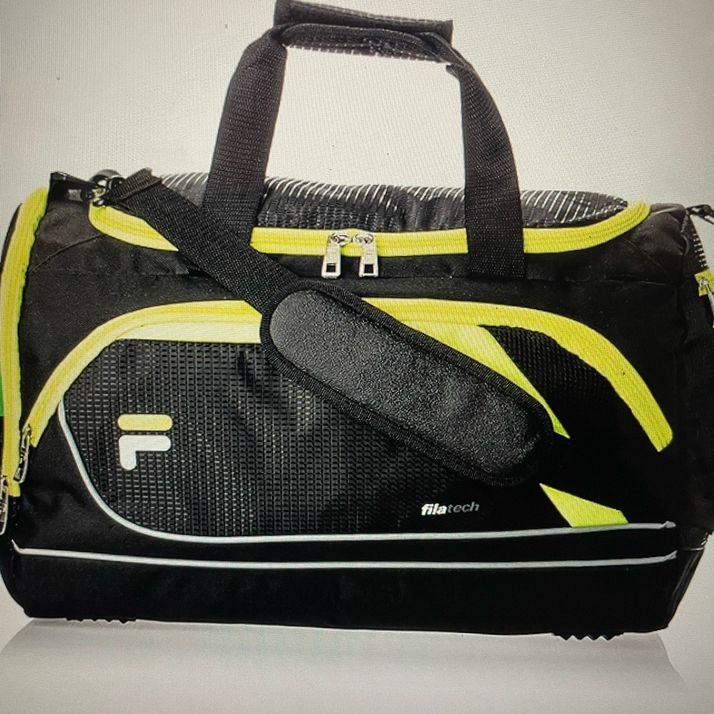 Fila Black and Lime Green Duffel Bag